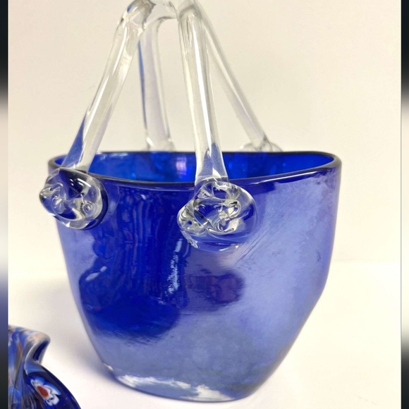 Murano Millefio Italian Art Blown Glass Hat 8x8 & Handbag 8x6 Set - Picture 5 of 16